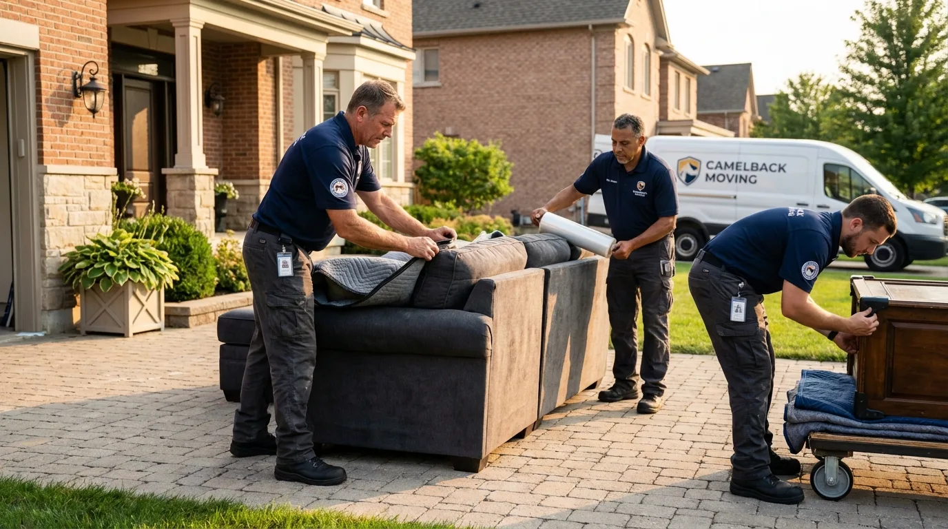 Large estate moving crew wrapping furniture in Clay Center, KS