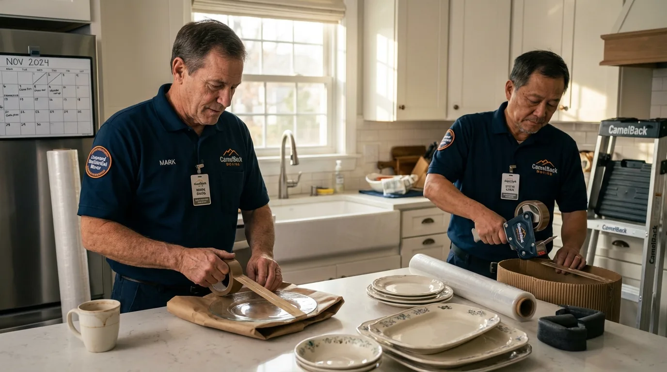 Professional crew packing kitchen dishware in Clay Center, KS